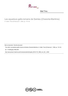 Les aqueducs gallo-romains de Saintes (Charente-Maritime) - article ; n°1 ; vol.26, pg 119-144