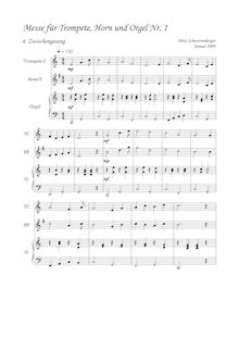 Partition Zwischengesang (between pour lectures), Mass No. 1 pour trompette, French cor et orgue
