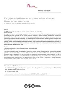 L engagement politique des supporters « ultras » français. Retour sur des idées reçues - article ; n°50 ; vol.13, pg 107-125