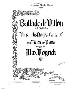 Partition de violon, Ballade de Villon (1461), "Où sont les neiges d antan"