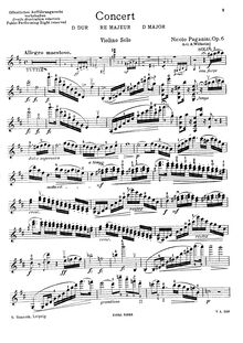 Partition de violon, violon Concerto No.1, D Major/E-flat major (see comments)