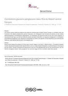 Corrélations glaciaire-périglaciaire dans l Est du Massif central français  - article ; n°2 ; vol.22, pg 117-124