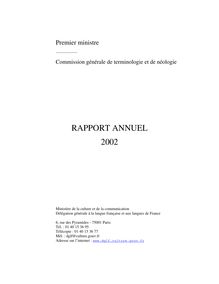 Rapport annuel 2002 de la Commission générale de terminologie et de néologie