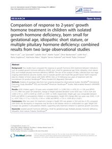 Comparison of response to 2-years’ growth hormone treatment in children with isolated growth hormone deficiency, born small for gestational age, idiopathic short stature, or multiple pituitary hormone deficiency: combined results from two large observational studies