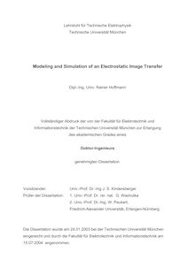 Modeling and simulation of an electrostatic image transfer [Elektronische Ressource] / Rainer Hoffmann