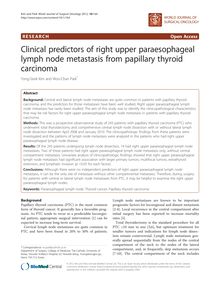 Clinical predictors of right upper paraesophageal lymph node metastasis from papillary thyroid carcinoma