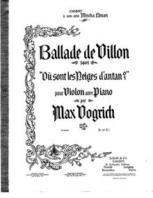 Partition de piano, Ballade de Villon (1461), "Où sont les neiges d antan"