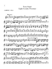 Partition clarinette 1, 2 (en A), Leichte Kavallerie, Light Cavalry