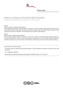 Notes sur quelques Almanachs Abbé Chaupitre - article ; n°323 ; vol.87, pg 355-361