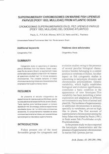 SUPERNUMERARY CHROMOSOMES ON MARINE FISH UPENEUS PARVUS (POEM 1853, MULLIDAE) FROM ATLANTIC OCEAN (CROMOSOMAS SUPERNUMERARIOS EN EL PEZ UPENEUS PARVUS (POEY 1853, MULLIDAE) DEL OCÉANO ATLÁNTICO)