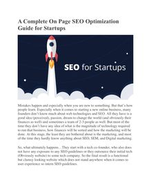 A Complete On Page SEO Optimization Guide for Startups