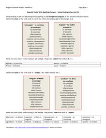 Verbs with spelling changes   verbs ending in cer and cir