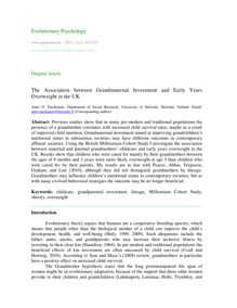 The association between grandmaternal investment and early years overweight in the UK