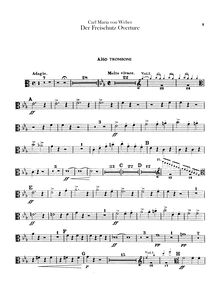 Partition Trombone 1, 2, 3, Der Freischütz, Op.77, Eine romantische Oper in 3 Aufzügen