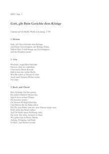 Partition Complete Text, Gott, gib Dein Gerichte dem Könige, Bach, Johann Sebastian