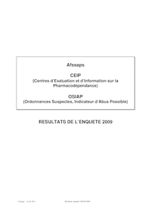 OSIAP - Résultats de l enquête 2009
