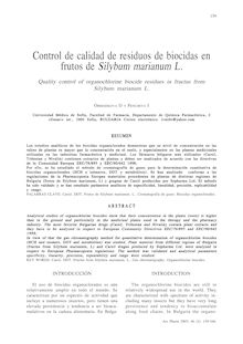 Control de calidad de residuos de biocidas en frutos de Silybum marianum L. (Quality control of organochlorine biocide residues in fructus from Silybum marianum L.)