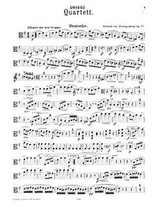 Partition viole de gambe, Piano quatuor No.1, Op.75, E Minor, Herzogenberg, Heinrich von