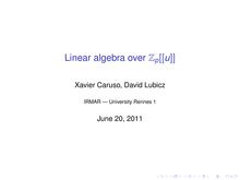 Linear algebra over Zp u