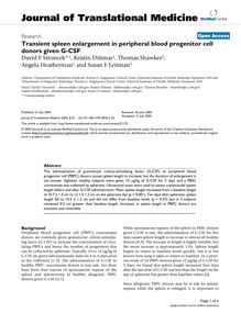 Transient spleen enlargement in peripheral blood progenitor cell donors given G-CSF