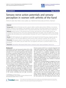 Sensory nerve action potentials and sensory perception in women with arthritis of the hand