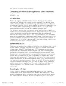 Detecting and Recovering from a Virus Incident