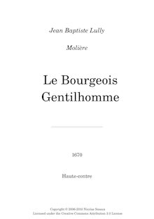 Partition Haute-contres, Le bourgeois gentilhomme, Comédie-ballet