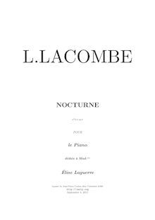 Partition Nocturne No.2 en G minor, 4 nocturnes, Op.8, Lacombe, Louis