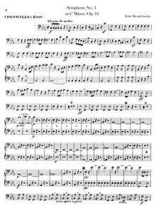 Partition violoncelles / Basses, Symphony No.1 en C minor, Sinfonia XIII