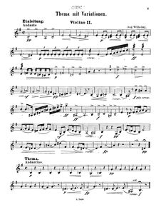 Partition violon 2, Einleitung, Thema mit Variationen nach Franz Schubert für Streichquartett