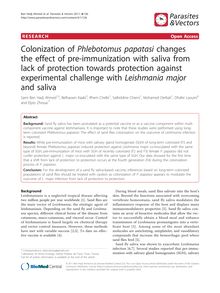 Colonization of Phlebotomus papatasichanges the effect of pre-immunization with saliva from lack of protection towards protection against experimental challenge with Leishmania majorand saliva