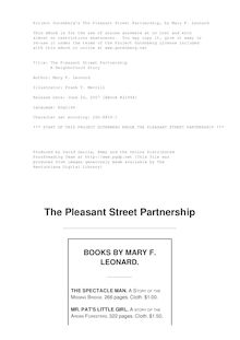 The Pleasant Street Partnership - A Neighborhood Story