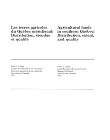 Les terres agricoles du Quebec meridional: Distribution, etendue et ...