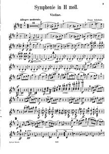 Partition de violon, Symphony No.8, Unvollendete (Unfinished)