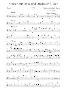 Partition basson 1,2, hautbois Concerto, Op.12, Barth, Christian Frederik