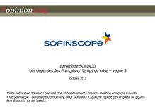 Opinion Way : Baromètre SOFINCO  Les dépenses des Français en temps de crise – vague 3