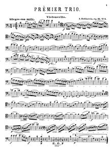 Partition de violoncelle, Piano Trio No.1, Op.15 No.1