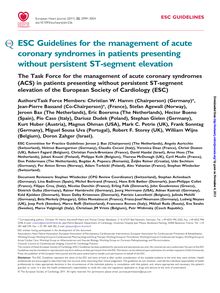Management of Acute Coronary Syndromes (ACS) in patients presenting without persistent ST-segment elevation