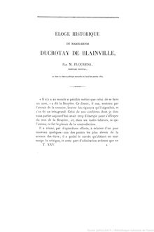 Marie Henri Ducrotay de BLAINVILLE septembre 1er mai par Pierre Flourens