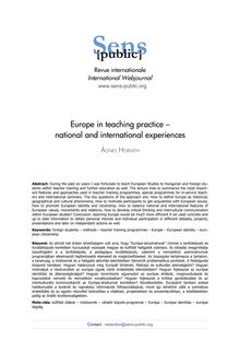 Europe in teaching practice ­ national and international experiences