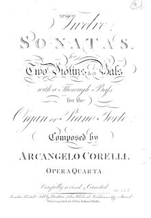 Partition Basso continuo, Trio sonates, Corelli, Arcangelo