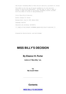 Miss Billy s Decision