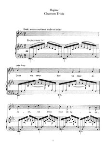 Partition complète (Original key: haut voix), Chanson triste par Henri Duparc