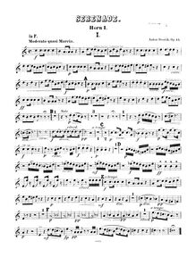 Partition cor 1 (F, E), Serenade pour vent Instruments, Serenáda pro dechové nástroje