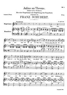 Partition complète, Julius an Theone, D.419, Julius to Theone, Schubert, Franz