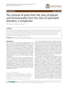 The removal of pluto from the class of planets and homosexuality from the class of psychiatric disorders: a comparison