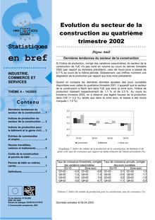 Evolution du secteur de al construction au quatrième trimestre 2002.