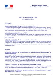 RDP 1er au 8 juillet 2010 - La France au Maroc