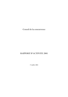 Conseil de la concurrence - Quinzième rapport d'activité 2001