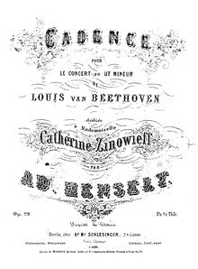 Partition Cadenza, Piano Concerto No.3, C Minor, Beethoven, Ludwig van